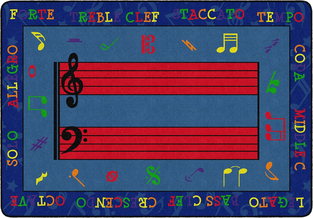 Flagship Carpets Fun with Music Colorful Musical Notes Classroom Educational Area Rug for Kids and Teachers, Durable Quality for Schools, Preschool, Daycare, Learning Centers, 5'10' x 8'4'